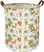Essme Kids Laundry Hamper,Jungle Laundry Basket Collapsible Greeen Hamper for Kids Room Decor, Animal Hamper,Woodland Storage Basket, Nursery Hamper,Gift Baskets.(Jungle animal) by ESSME