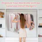 Sishynio Velvet Hangers 50 Pack, Non-Slip Slim Felt Clothes Hangers Pink | Space-Saving Closet Organization; Flocked Surface; 360° Swivel Hooks; For Shirts, Coats, Dresses, Blouses - Image 7