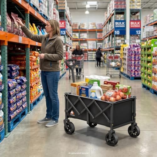 Collapsible Wagon Cart with Wheels & Reflective Stripe 280lbs Heavy Duty - Image 4