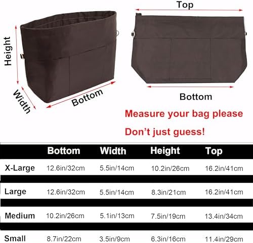 Handbag Tote Purse Organizer Insert, Large, Coffee - Image 2