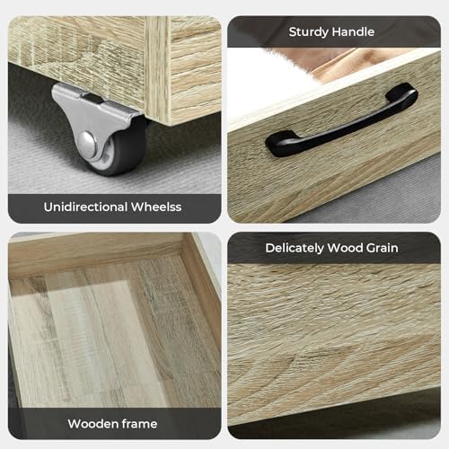 TIOPGHAD 2-Pack Under Bed Storage Drawers Organizer with Wheels, Oak - Image 6