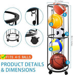 Garage Ball Storage Rack, Wall-Mounted Basketball Holder, Vertical Ball Rack for Soccer Volleyball Football Basketball, Space-Saving Sports Ball Storage Organizer for Garage & Home - Image 2