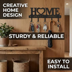 Key Holder Hooks Organizer Hanger Rack Wall Mounted Sweet Home Metal Decor Stylish and Practical for Entryway Front Door Kitchen Hallway Garage Mudroom Office Hardware Included Black (Sweet 13 inches) - Image 3