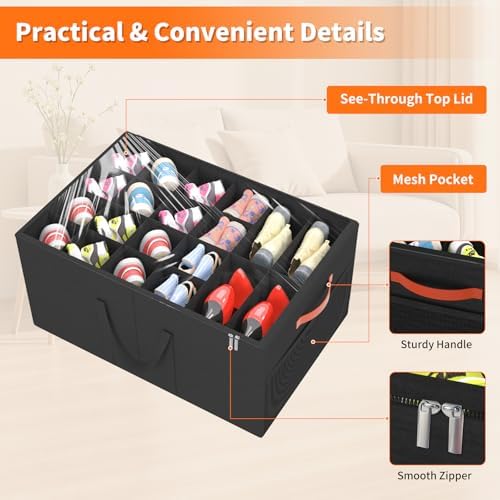Aokeyee 2 Pack Shoe Organizer for Closet, Large Shoe Storage Box, Black - Image 4