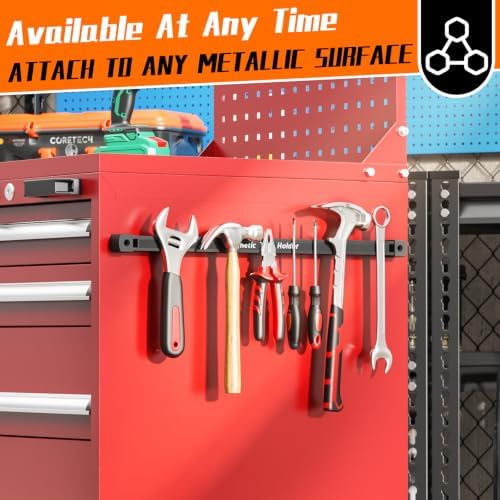 Double Sided Magnetic Tool Holder Heavy Duty,17 Inch Rust-Resistant Magnetic Tool Bar with a Quick- release Handle, Magnetic Tool Organizer Strip for Garage, Workshop, Jobsite, Shed and Kitchen - Image 6