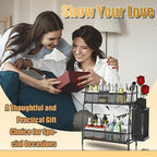 Bathroom Organizer with Basket, 2-Tier Bathroom Tray for Countertop Storage Shelf, Bathroom Counter Organizer, Vanity Organizer and Storage Kitchen Counter Organizers Spice Rack - Image 6