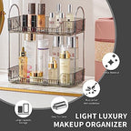Akinbas 2 Tier Bathroom Organizer Countertop Makeup Perfume Tray Skincare Organizer for Bathroom Dresser Vanity (Grey) - Image 3
