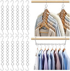12 Pack Space Saving Hangers for Clothes, Sturdy Metal Hangers Heavy Duty | Magic Clothes Space Saver Hanger Organizer with 360° Swivel Hook, Closet Organizers and Storage Dorm Room Essentials Silver by Besslly