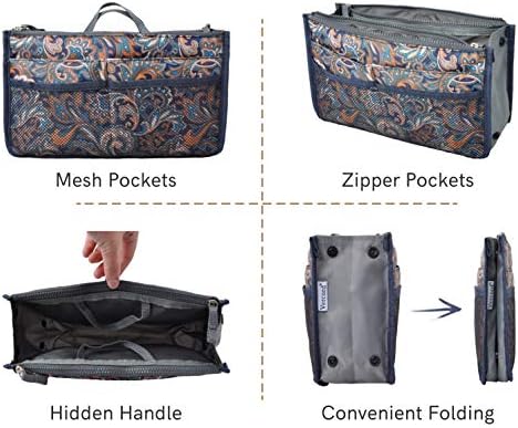Vercord Purse Organizer Insert for Handbags Bag Organizers Inside Tote Pocketbook Women Nurse Nylon 13 Pockets Splash Wave Small - Image 3