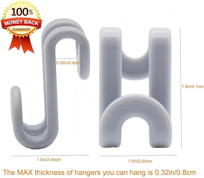 60 Pcs Clothes Hanger Connector Hooks, Mini Cascading Hanger Hooks for Velvet Huggable Hangers, Wooden Hangers, Heavy Duty Space Saving for Closet (Grey) - Image 2