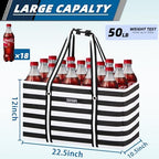 Stand Up Extra Large Utility Tote Bag, Foldable Reusable Grocery Bags with Metal Wire Frame & Reinforced Bottom Board, Large Utility Tote for Shopping, Car Trunk, Beach Bag（Black） - Image 4