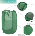 BATTOO Deluxe Strong Mesh Pop up Laundry Hamper Basket with Side Pocket for Laundry Room, Bathroom, Kids Room, College Dorm or Travel Green - Image 5