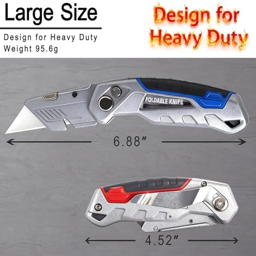10-Pack Heavy Duty Folding Box Cutter with Blade Storage (Entirety Metal) - Image 4