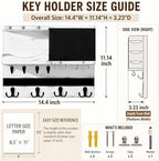 Key Holder Wall Mount with Shelf, Key Hooks for Wall, White Washed - Image 2