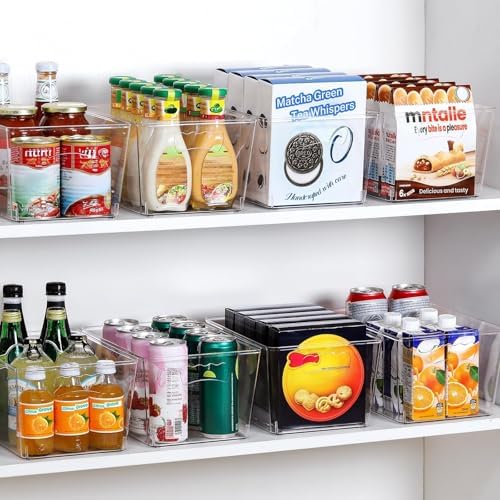 12 PACK LARGE Sturdy Clear Storage Bins, Plastic Home Pantry Organizer Bins - Image 4
