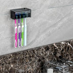 Toothbrush Holder Wall Mounted with Cover for Bathroom, 4 Slots Toothbrush Storage Organizer for Shower, Self Adhesive Toothbrush Hanger Rack for Dorm, Cabinet (Gray Clear) - Image 5