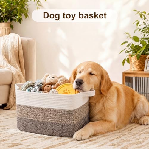 OIAHOMY Cotton Rope Storage Baskets for Organizing Dark Brown 3-Pack - Image 4