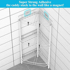 HuggieGems Metal Floor Standing Corner Shower Caddy, White, 3 Tier - Image 2
