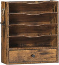 HOOBRO Wall File Organizer, Mail Organizer Wall Mounted, Wooden Literature Organizer, Construction Paper Organizer with Drawer Storage and 2 Hooks, for Office, Classroom, Home, Rustic Brown FG14WF01 by HOOBRO