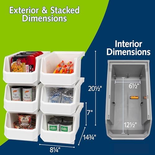 ReadySpace Large Stackable Plastic Storage Bins, 6-Pack, White - Image 3