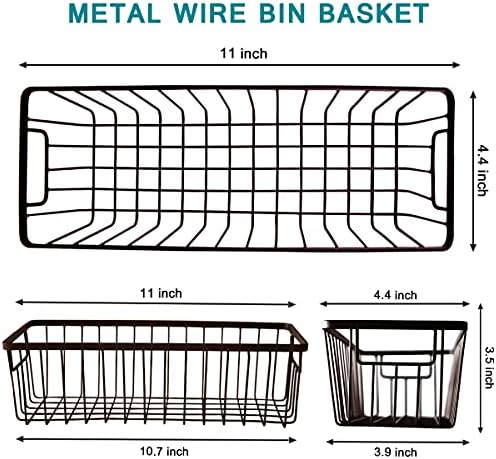 SheeChung Metal Wire Basket with Handle, Wall Hanging Basket, Small 4 Pack - Image 2