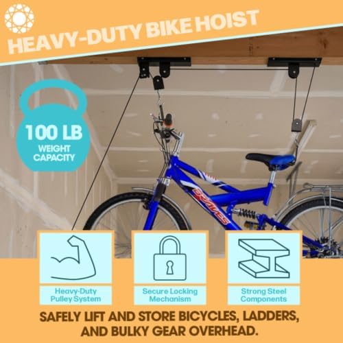 RAD Sportz Bicycle Hoist 2-Pack Quality Garage Storage Bike Lift with 100 lb Capacity Even Works as Ladder Lift Premium Quality - Image 3