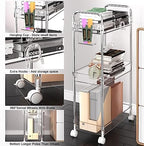 SPACEKEEPER 3 Tier Acrylic Storage Rolling Cart Clear Bathroom Cart Organizer, Transparency Laundry Room Organization Mobile Shelving Unit Multifunction Rolling Utility Cart for Office Living Room - Image 3