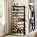 10 Tier Metal Shoe Rack with Wood Top, 30-40 Pairs - Image 2