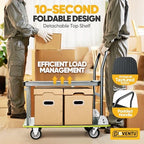 Heavy Duty Push Cart Dolly (700 lbs), 2 Tier Foldable Platform Hand Truck - Image 4