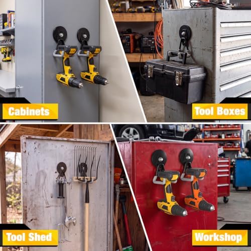 Heavy Duty Storage Magnetic Utility Hooks Large Garage Magnet Hooks with Anti-Slip Coating for Metal Cabinet,Pegboard,Garage Shelve,Garden Tools 2PCS - Image 3