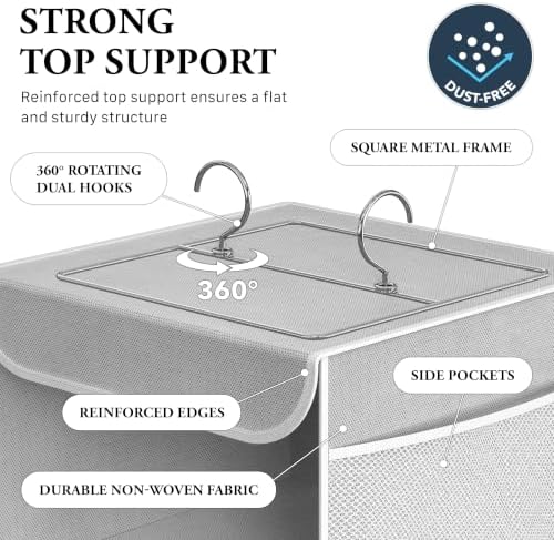 Simple Houseware 5 Shelf Hanging Closet Organizer, Gray | 360° Rotating Dual Hooks, Top Support Metal Frame, 6 Side Mesh Pockets - Image 3