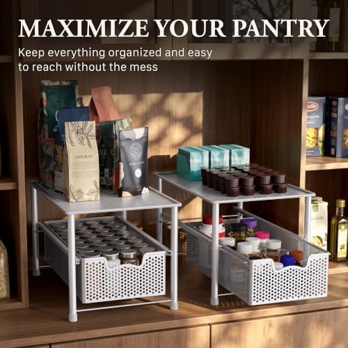 Simple Houseware Stackable Under Sink Sliding Basket Drawer, White - Image 7