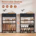 5 Tier Shoe Rack with 2 Drawers, 16-20 Pairs Black Grey - Image 7