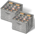 SONGMICS Shoe Organizer for Closet, 2 Pack Fabric Bins, Fits up to 32 Pairs | Shoe Storage Box with Clear Lid, Storage Compartments with Reinforced Handles, Dove Gray, TINA Collection ULSP602G01 by Unknown