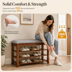 Solid Wood Shoe Rack Bench with Storage, Flip-Top Soft-Close Lid, 23.6" - Image 4