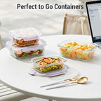 10 Sets 36 oz & 12 oz Glass Food Storage Containers with lids, Purple - Image 7
