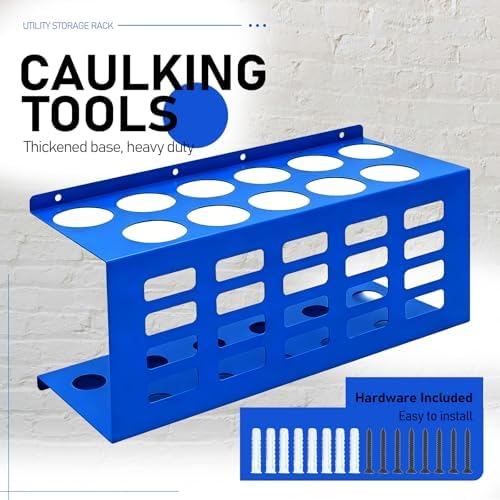 2 Pack Metal Wall Mount Caulking Tube Holder Rack, Blue - Image 4