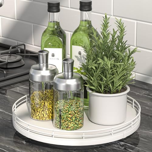 Oroyutor 10-Inch Oak Lazy Susan Spice Organizer, White Finish by Oroyutor