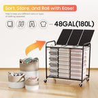 180L Laundry Sorter 3 Section, Rolling Laundry Basket with Wheels and Lid - Image 6
