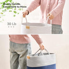 Nunsino Laundry Hamper 95L,Large Laundry Basket for Clothes,Decorative Storage Basket for Blankets,Cotton Rope Woven basket for bedroom,Navy Blue - Image 4