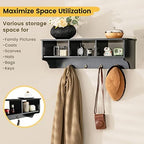 GIANTEX Coat Rack with Hooks Wall Mount, Wall Cubby Organizer with 4 Hooks - Image 4