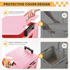 SUNALLY Folding Utility Cart Rolling Crate Handcart Shopping Trolley, Pink - Image 3