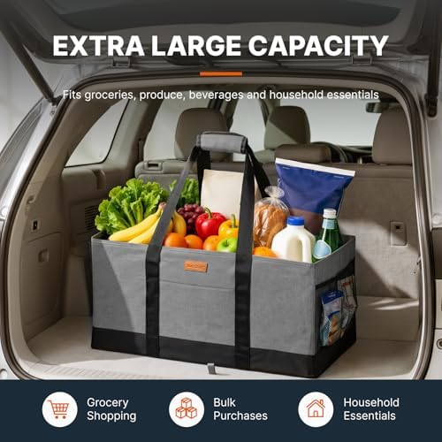 WONDAY Grey Foldable Utility Tote Bag, Reusable Grocery Bag - Image 3