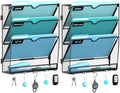 4-Tier Wall File Organizer and Mail Organizer with 5 Hooks, 2 Pack by JMHUD