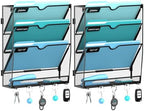 4-Tier Wall File Organizer and Mail Organizer with 5 Hooks, 2 Pack by JMHUD