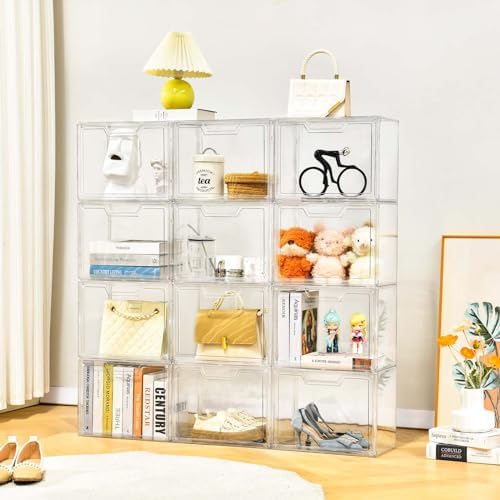 Purse Organizer for Closet,Clear Acrylic Display Case for Handbag Organizer, Purse Storage Box with Magnetic Door, Plastic Storage Bins for Book, Collectibles, Cosmetic (5 Pack) - Image 6