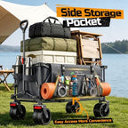 400L Folding Wagon Cart with Brakes & Removable Table, 500lbs Heavy Duty Collapsible Wagon, Big All-Terrain Wheels for Camping, Sports, Grocery, Outdoor - Gray - Image 6