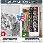Over the Door Shoe Organizer,40-Pocket Hanging Shoe Rack for Closet Door,Shoes Storage Holder Hanger with Large Mesh Pocket for Women Men Shoes,Flip Flops(Black) - Image 4