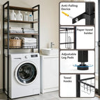 4-Tier Bathroom Organizer Shelf Over The Toilet Storage Cabinet with Feet Pad Over The Toilet Storage Rack with Adjustable Shelf and Basket Bathroom Shelves Above Toilet Bathroom Shelves - Image 4