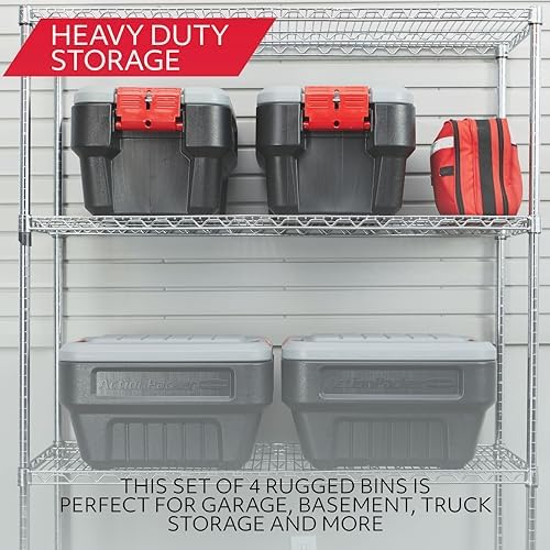 Rubbermaid® ActionPacker®️ 8 Gal Lockable Storage Box Pack of 4, Outdoor, Industrial, Rugged, Grey and Black - Image 3
